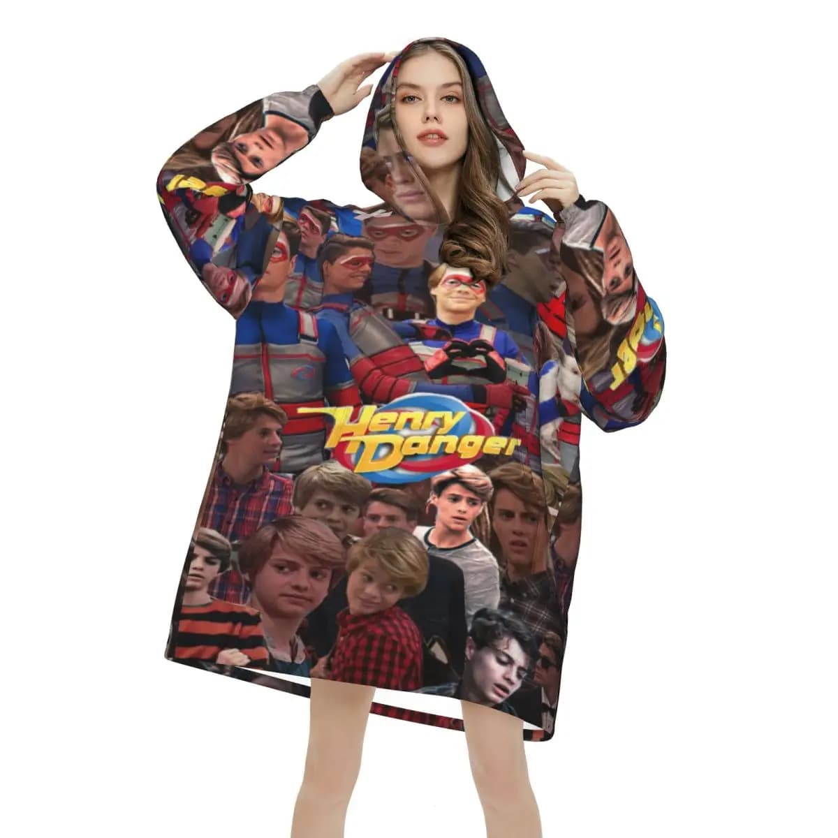 Captain Henry And Kid Danger Blanket Hoodie Wearable Blanket Large with Pocket Warm Sleeping Bag Soft Cozy Onesie