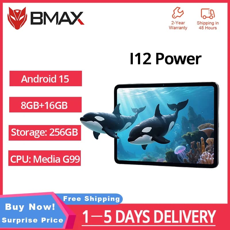 BMAX I12 Power Tablet Android 15 da 11.4" 90Hz 2.4K IPS MediaTek Helio G99 ARM Mali-G57 MC2 8GB+16GB Espandibile a 256GB 4G LTE