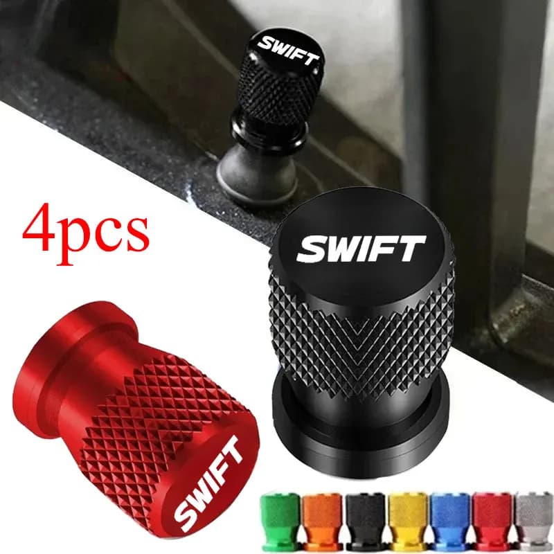 4 pcs CNC car badges for Suzuki Swift tire valve caps for wheels auto tyre covers waterproof accessories Airdust