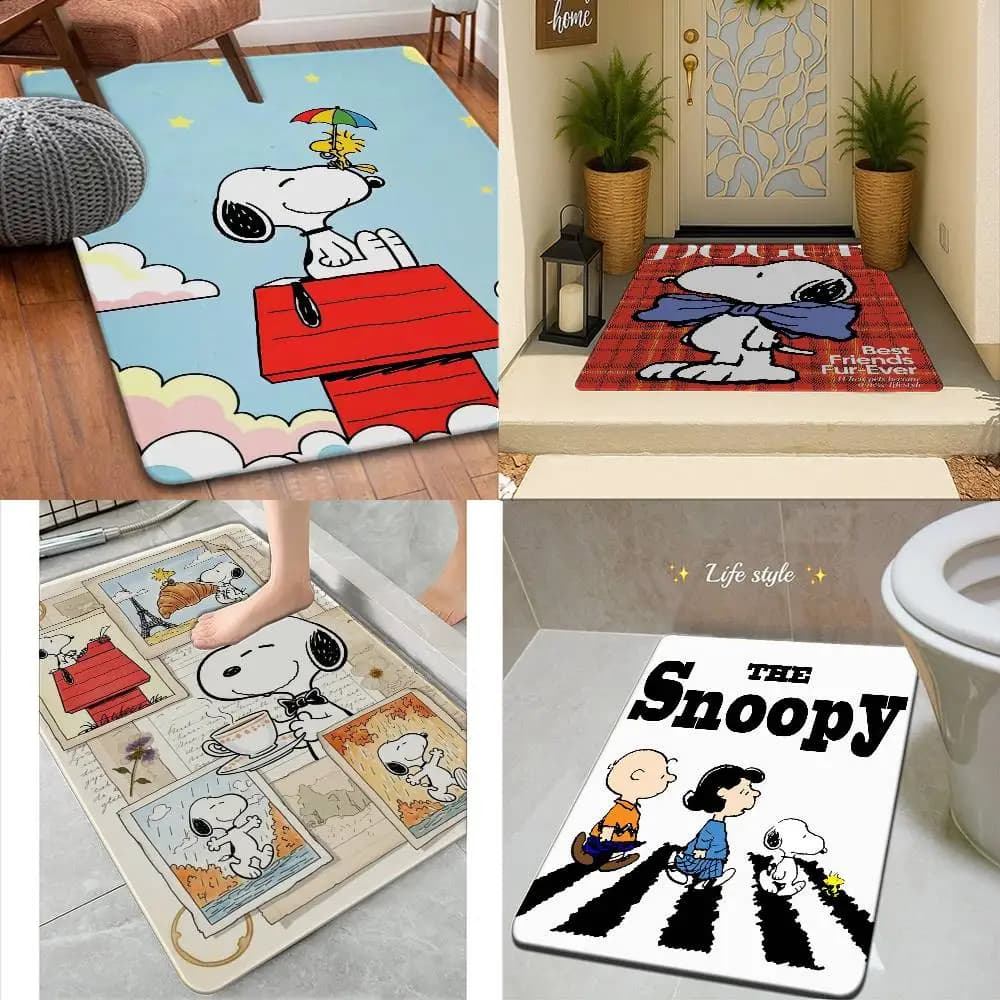 Tappetino da cucina Anime S-Snoopy con simpatico cane dei cartoni animati, decorazione per la camera dei bambini, tappetino antiscivolo per balcone, soggiorno, alfombra