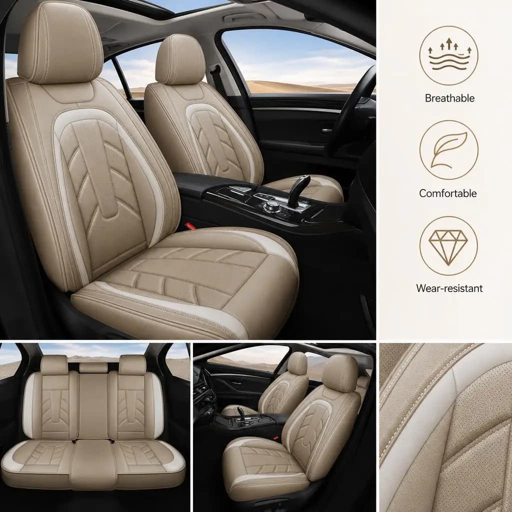 For Toyota Camry 5-Seat Car Covers Full Set PU Leather Complete Seat Protector