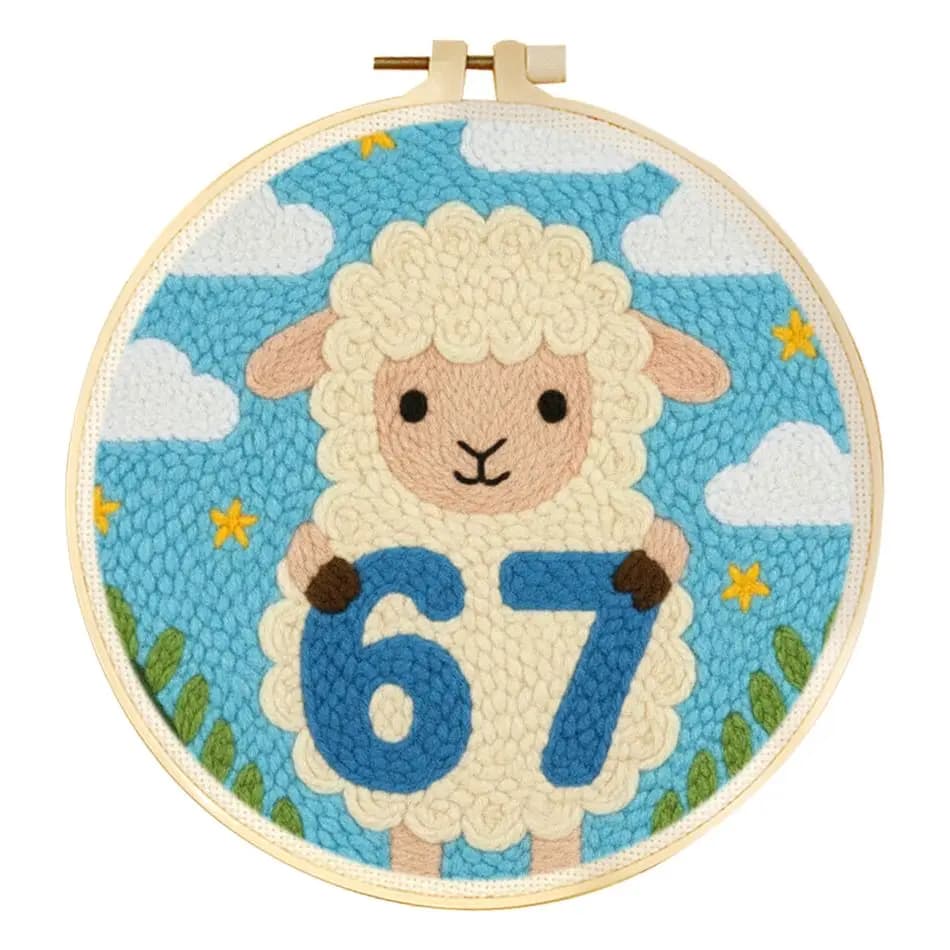 RUOPOTY Punch Needle Embroidery Home Decor 67 White Sheep Gift Easy Crafts For Adults Animal Needle Punch Kits For Adults