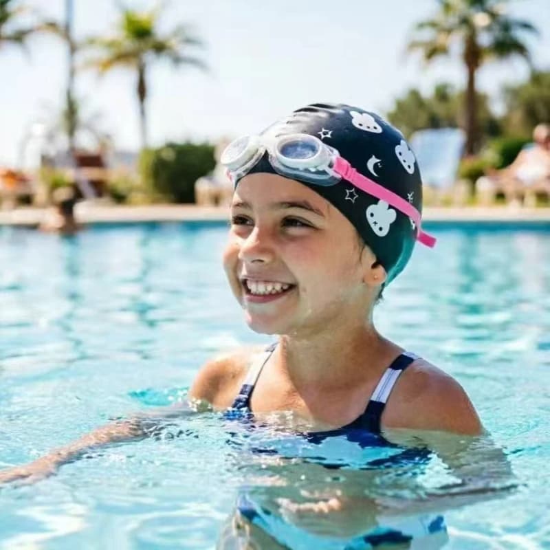 Cartoon Kawaii Miffy Waterproof Silicone Swimming Cap Newstyle Fashion Easy To Receive Good Looks Be Non-slip Practical Portable