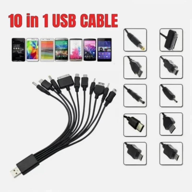 10 In 1 Universal USB To Type C Power Cable Mobile Phone Charger Adapter Plug Usb Multifunction Data Transfer For PSP iPod Oppo