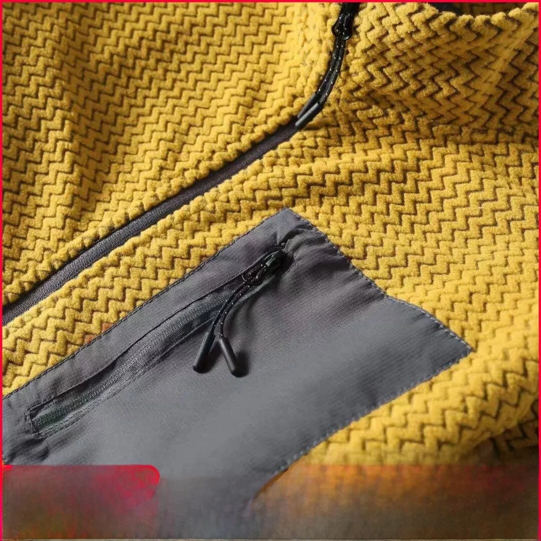 Giacca in Pile per Escursionismo, Motivo a Onde, Stile Unisex per Coppie, Collo Alto, Calda e Alla Moda, Cappotto con Zip a Maniche Lunghe per Uomo