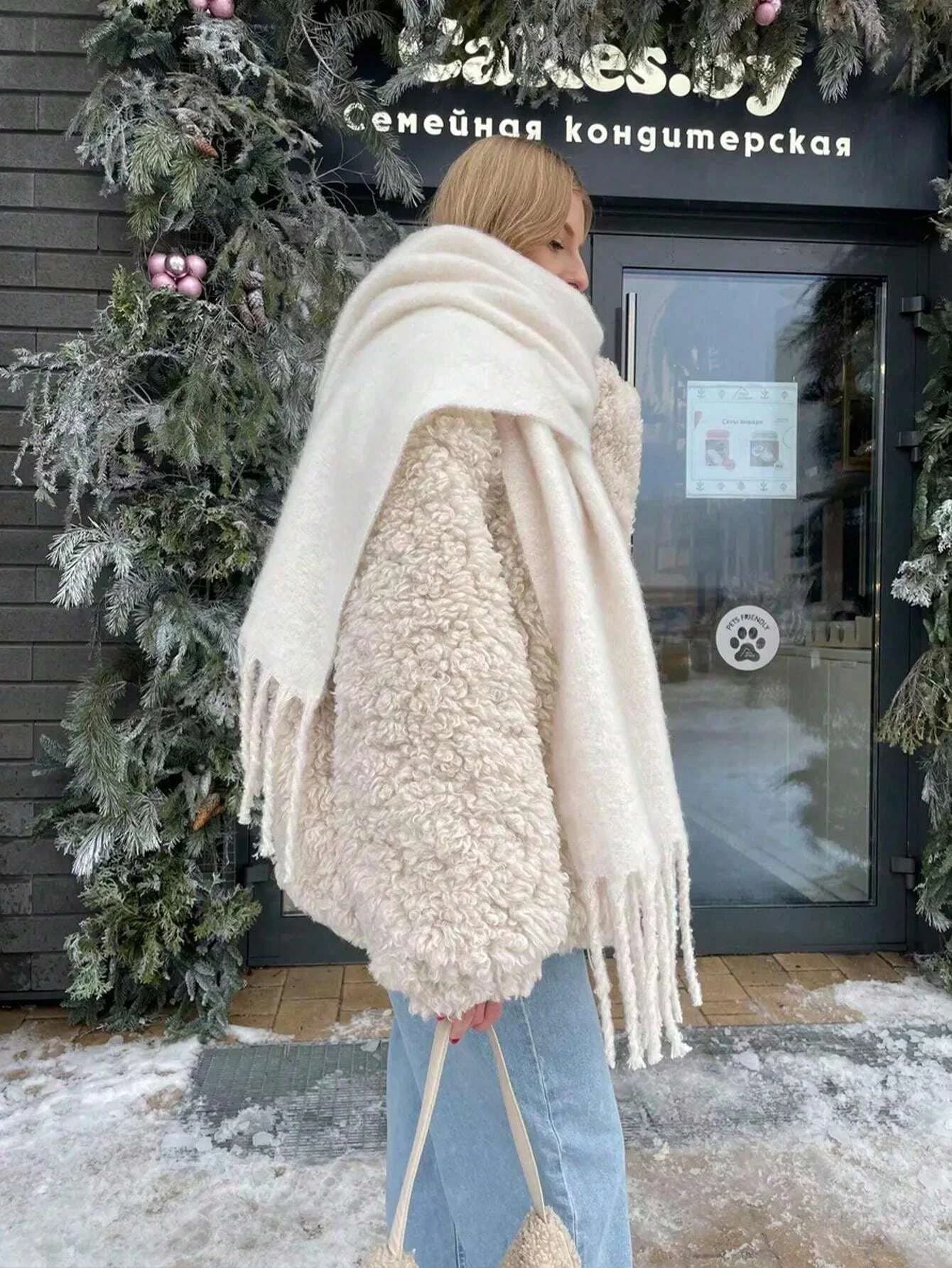 Sciarpa invernale di lusso Donna Cashmere Caldo Pashmina Foulard Scialli solidi femminili Avvolge Spessore morbido Bufanda Nappe Sciarpe Stola lunga