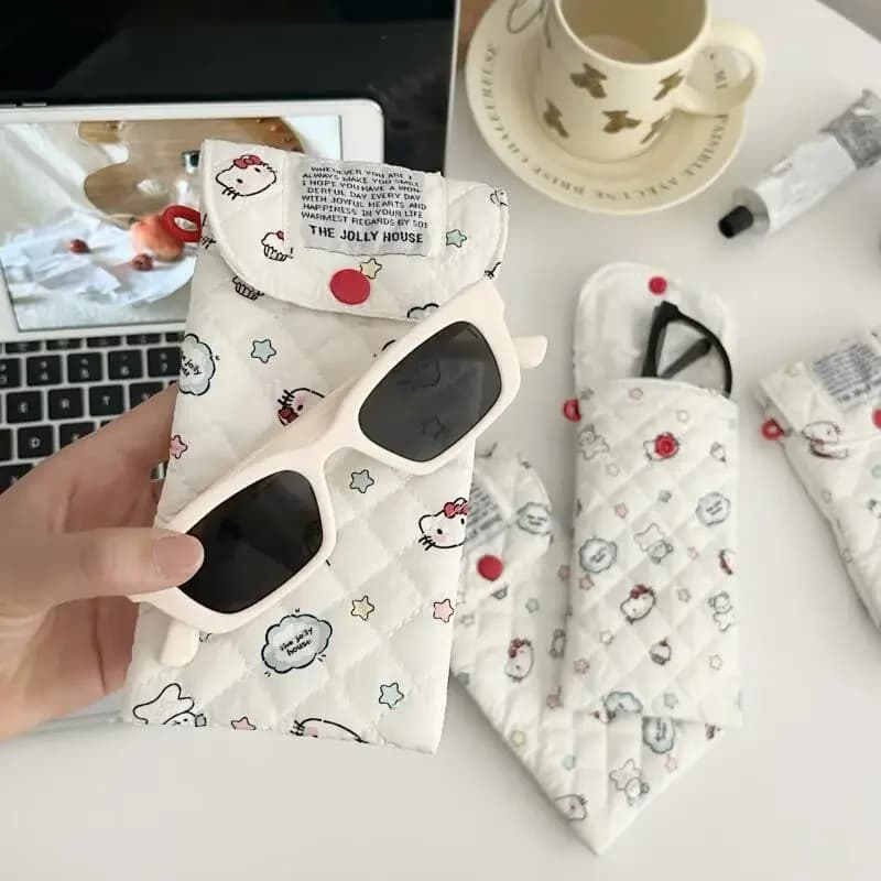 Borsa portaoggetti Hellokitty, portamonete in stile cartone animato, custodia imbottita per occhiali, porta pennelli da trucco, articoli di cancelleria per studenti, regalo di compleanno