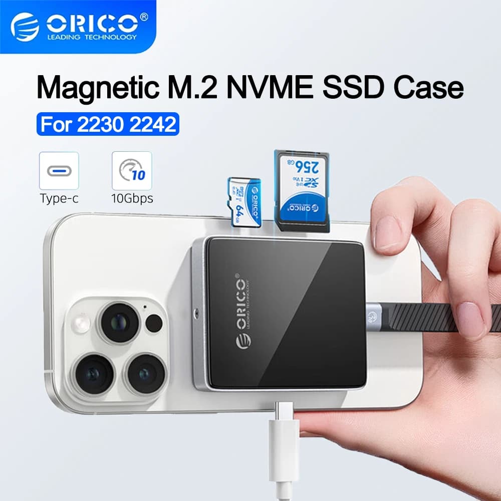 ORICO Custodia magnetica 2230 2242 M.2 NVME SSD 10Gbps Type-C M2 PCIE NVME SSD Custodia TF PD 100W Adattatore esterno per iPhone