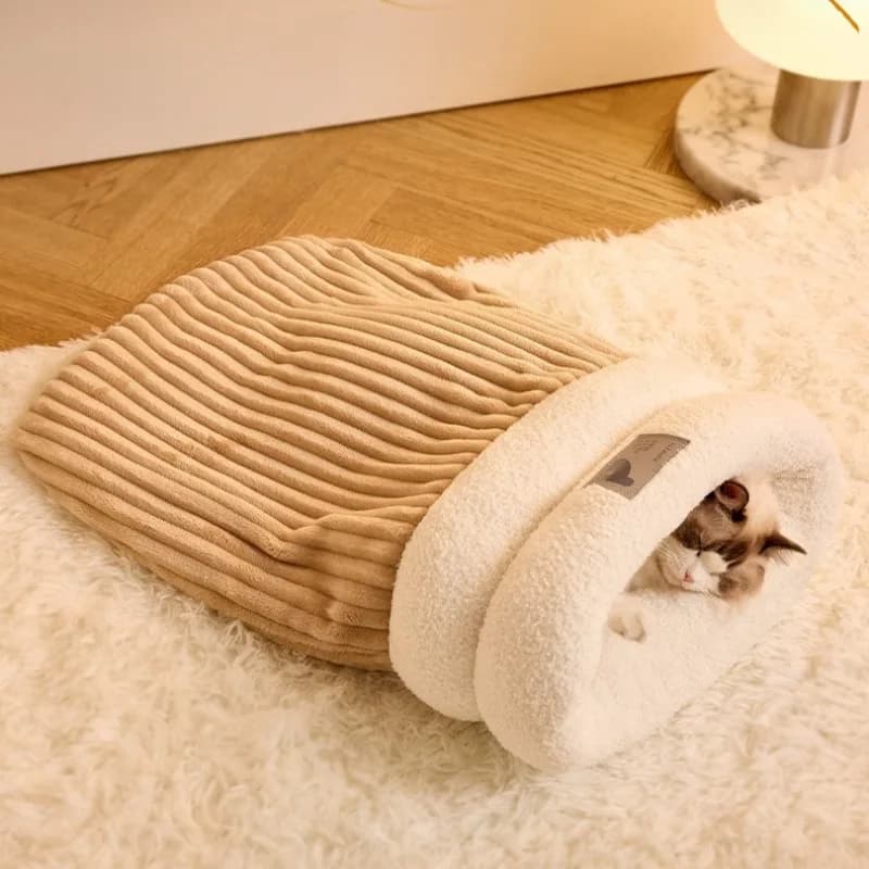 ​ ​ ​ ​ ​ ​ ​ Sacco nanna invernale caldo per gatti, design confortevole per gatti e cani da interno, calore portatile per un riposo di sicurezza migliorato