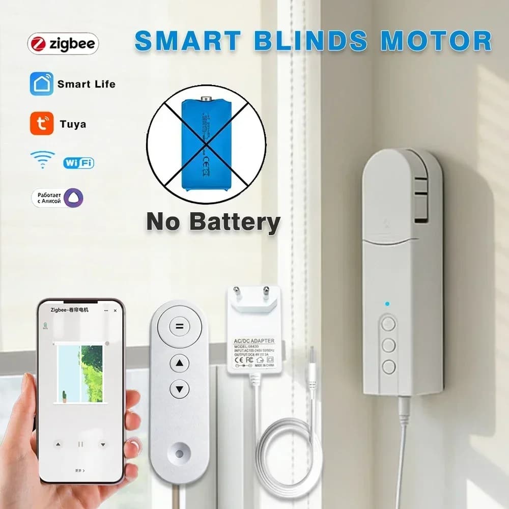 Motore per Tende e Tapparelle Elettriche Smart Tuya Wifi/Zigbee con Telecomando RF, Controllo APP, Compatibile con Alexa, Google Assistant e Alice