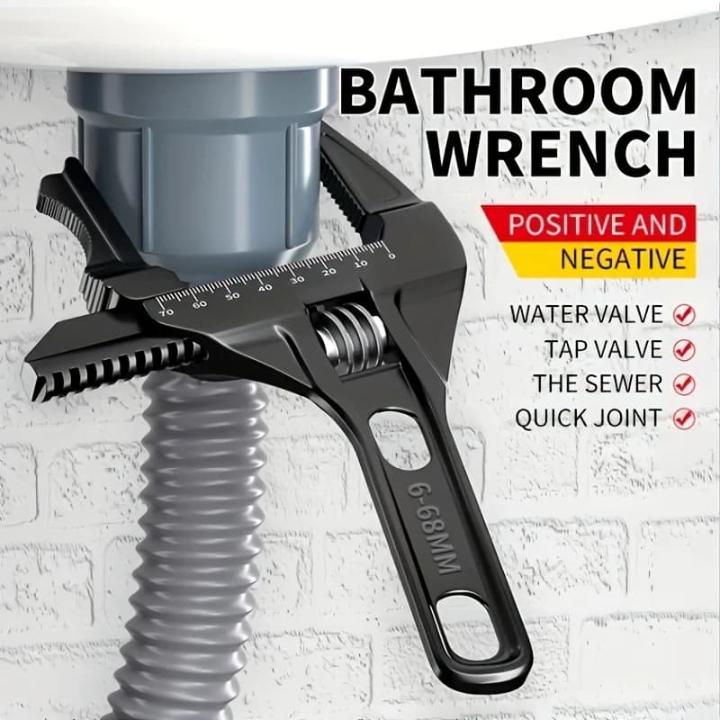 16-68 mm black adjustable bath wrench: space saving and multifunctional