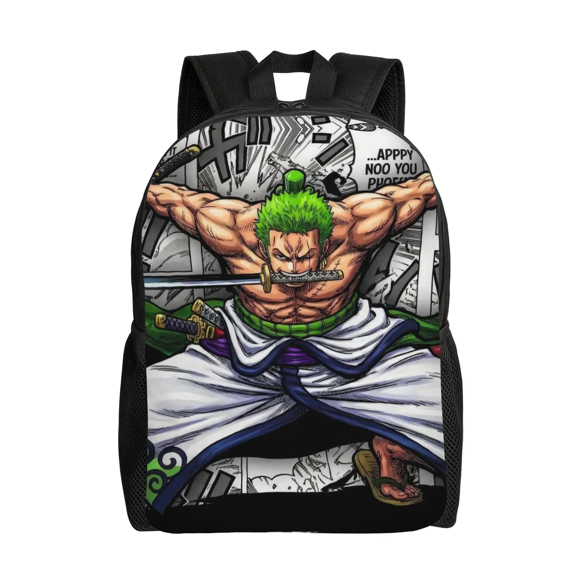 3D Printing Zoro O-One P-Piece Backpack for Girls Boys Funny Anime Comic School College Travel Bags Bookbag Fits 15 Inch Laptop