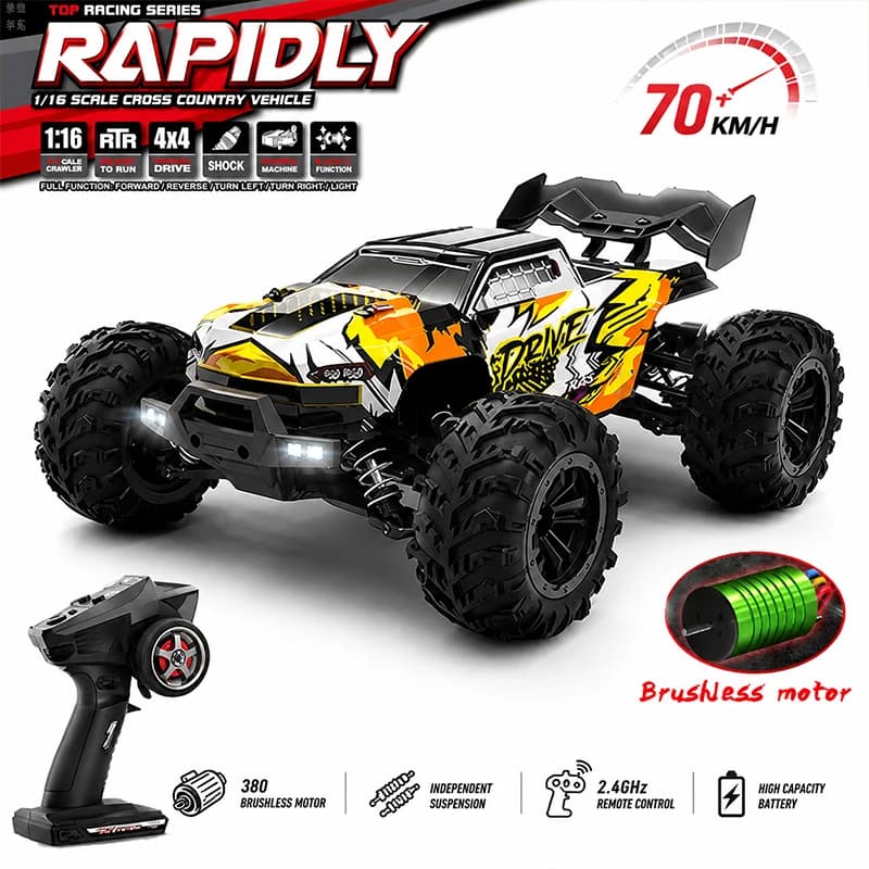 1:16 70KM/H Or 50KM/H 4WD RC Car With LED Remote Control Cars High Speed Drift Monster 4x4 Truck for Kids vs 144001 Toys