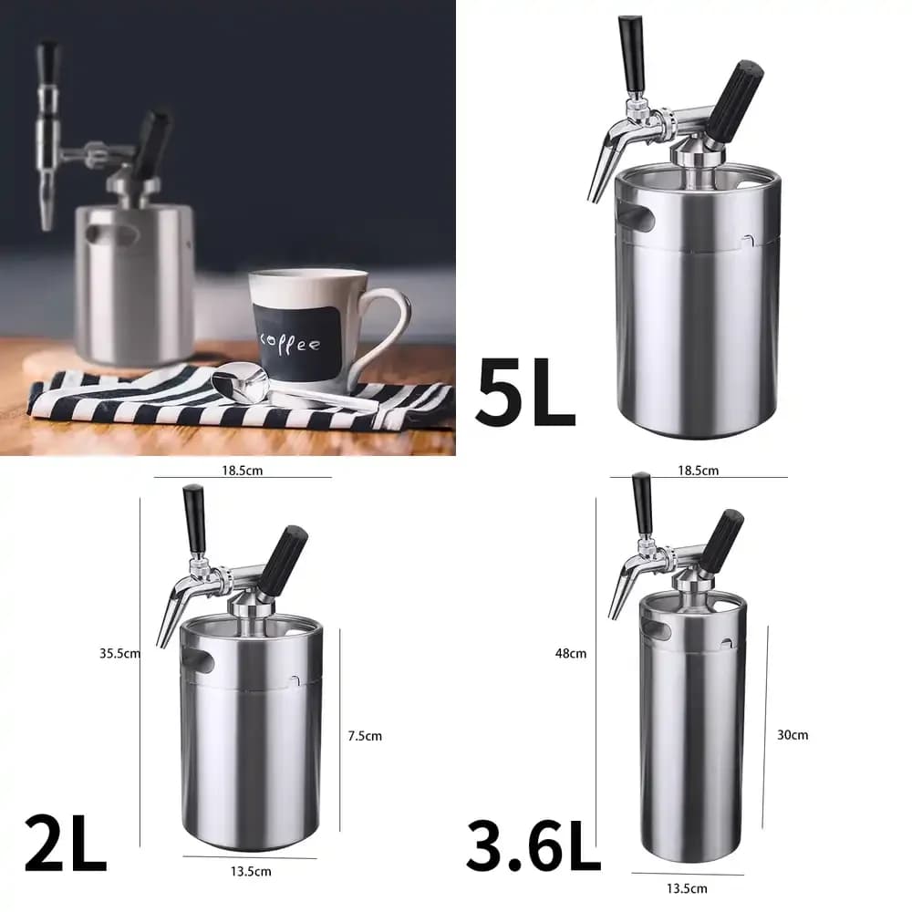 Caffettiera a Gas Naturale per Cold Brew in Acciaio Inossidabile con Rubinetto Comodo, Igienica e Resistente