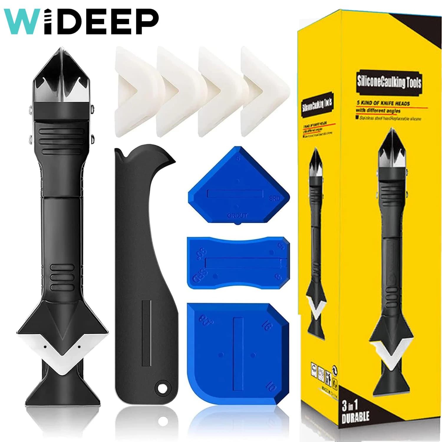 3 in 1 9 pieces Silicone Remover Sealing Smooth scraper Mastic finish Kit Tools Set of manual tools for removing floor moulds