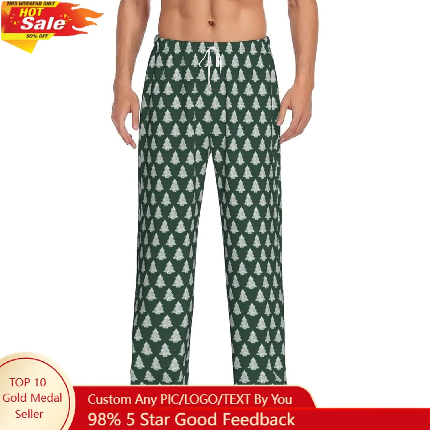 Pantaloni del pigiama natalizio Coppie unisex Gamba larga Divertente stampa carina Lounge Pj Bottoms Tasche Abbigliamento casual comodo e morbido