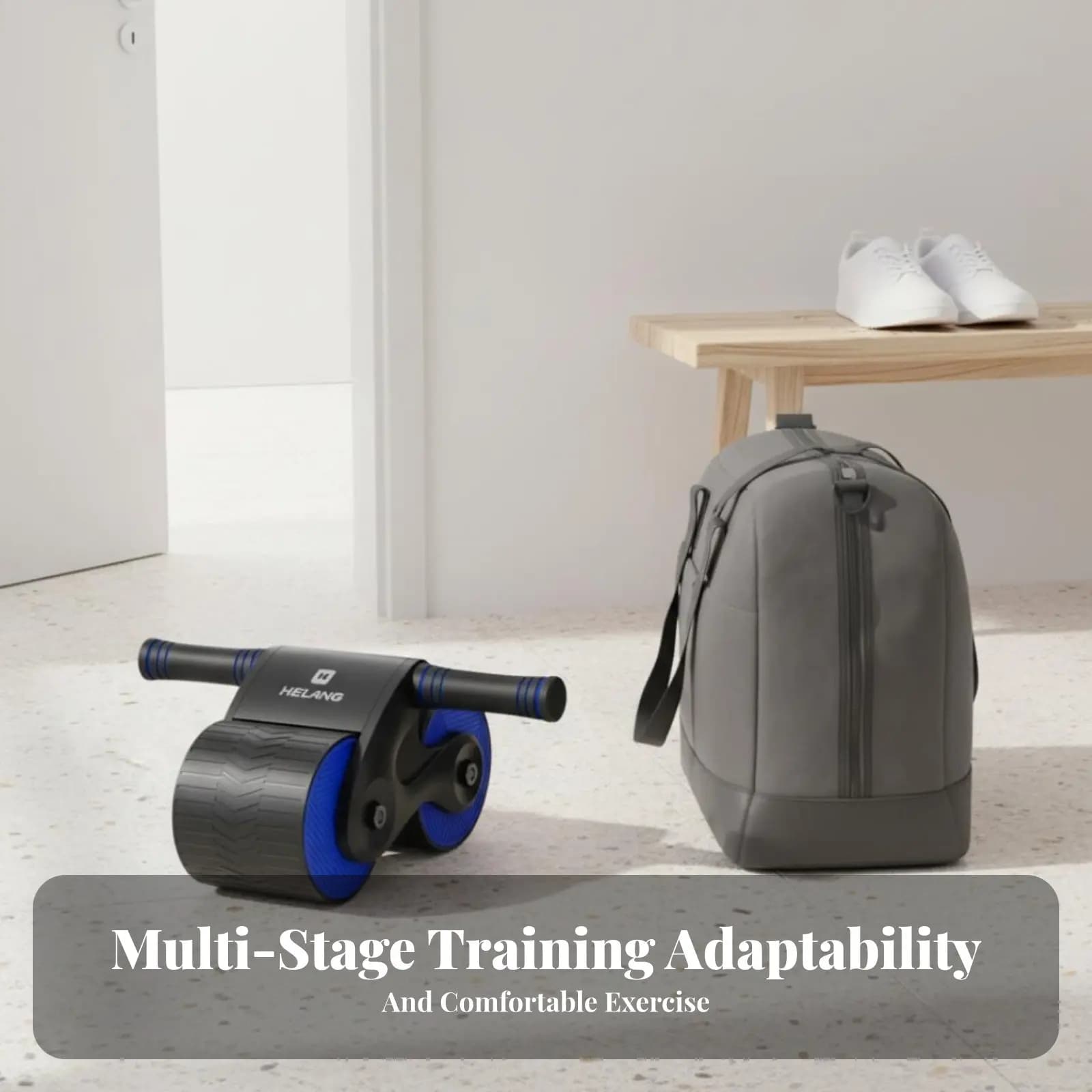 Intelligent Abdominal Wheel, Automatic Four Wheel Back, Fitness Equipment for Interior, Timer APP, Includes Knee Pad