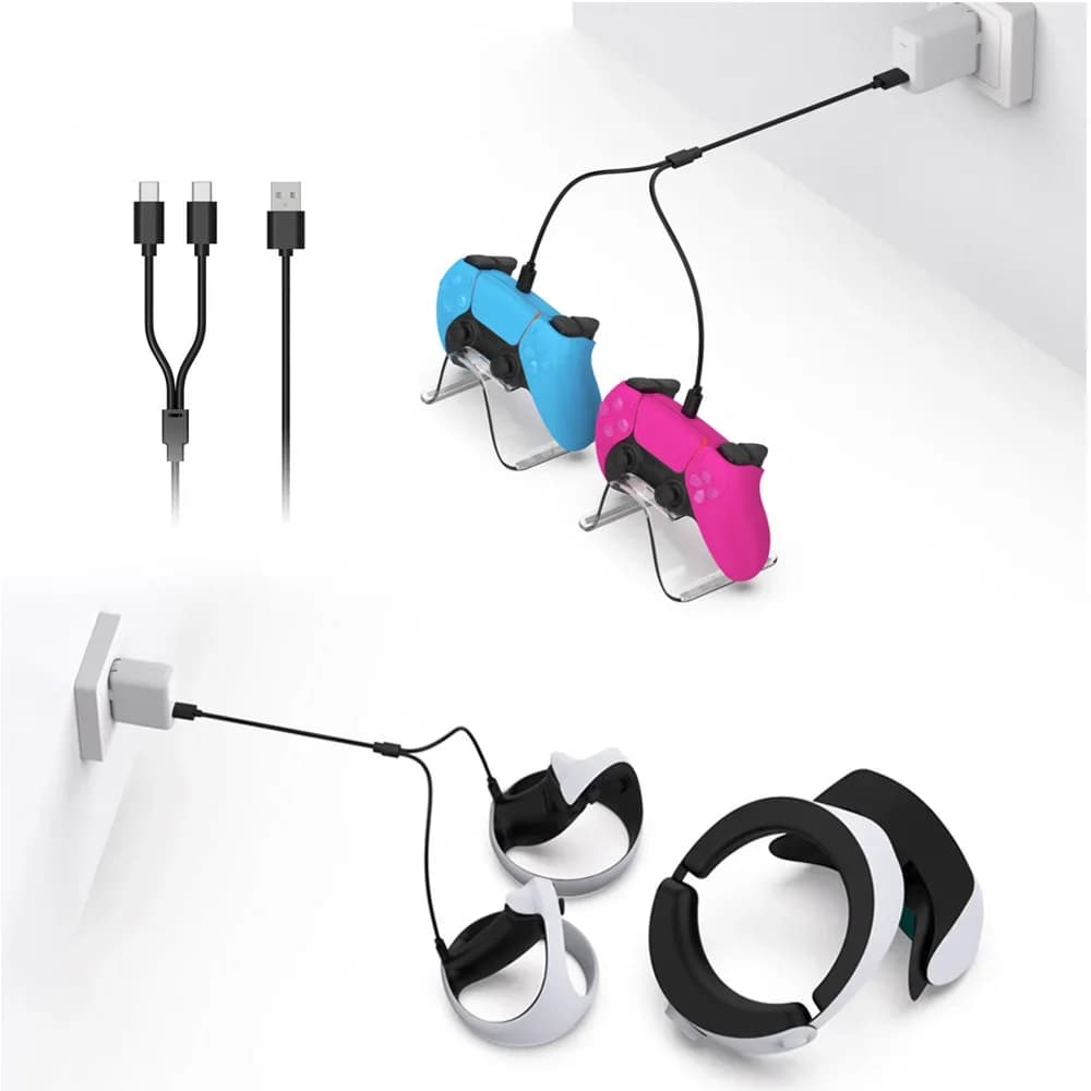 Cavo di ricarica per caricabatterie controller PS VR2 Linea dati interfaccia USB Type-C 2 in 1 per accessori maniglia Switch/Sony PS5/PSVR2