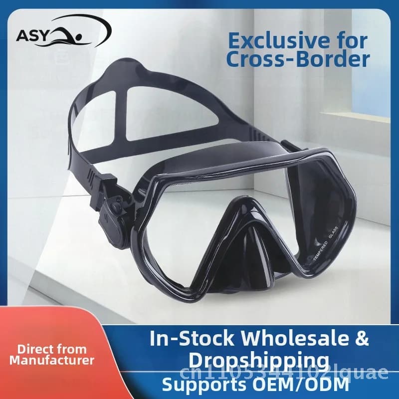 Professional adult anti-fog diving glasses Integrated Snorkel tempered glass mask for men and women for water sports