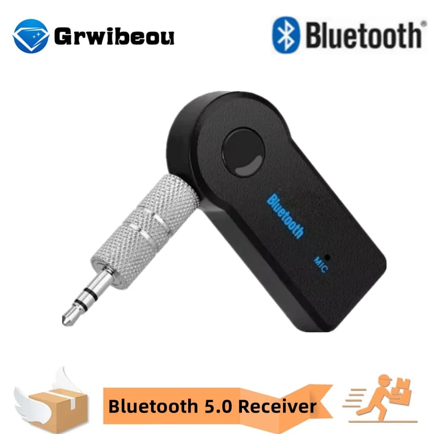 Aux Car Bluetooth 5.0 Ricevitore 3.5mm AUX Jack Musica stereo Audio Trasmettitore per auto Altoparlante Amplificatore Adattatore wireless con microfono