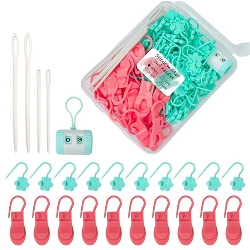 PHFU-Yarn Sewing Pins- Large Eye Knitting Crochet Markers Set, Stitching Hooks