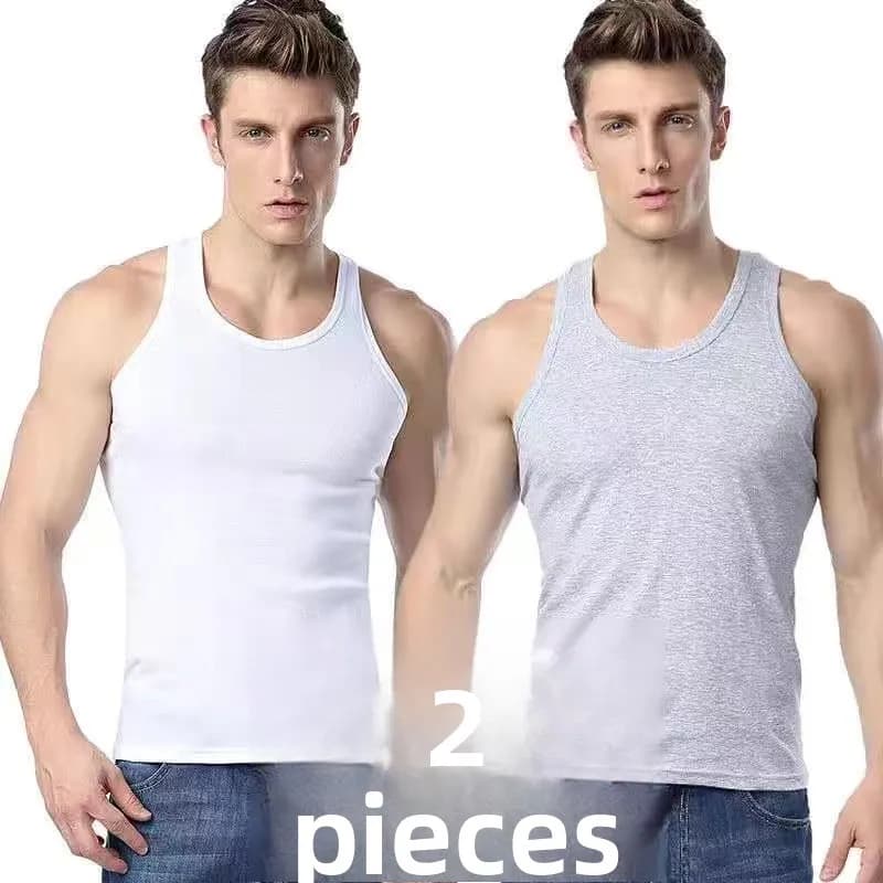 Canotta da uomo in puro cotone, bianca, senza maniche, per sport estivi, intimo, primavera autunno, per anziani, in cotone intero, anti-sudore