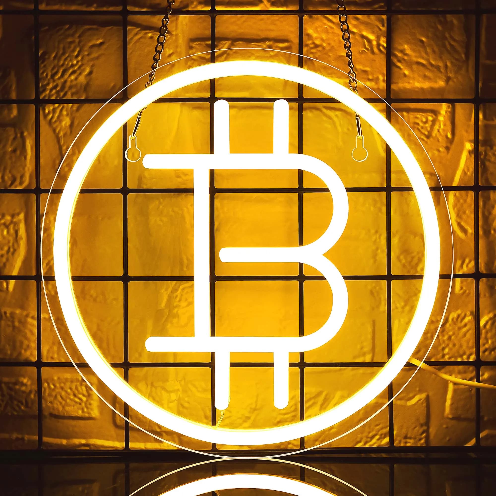 Insegna al neon Bitcoin per decorazioni da parete Luce LED per soldi Luce Bitcoin per negozio Bar Decorazione da parete Decorazioni di compleanno Decorazioni Bitcoin per camera da letto
