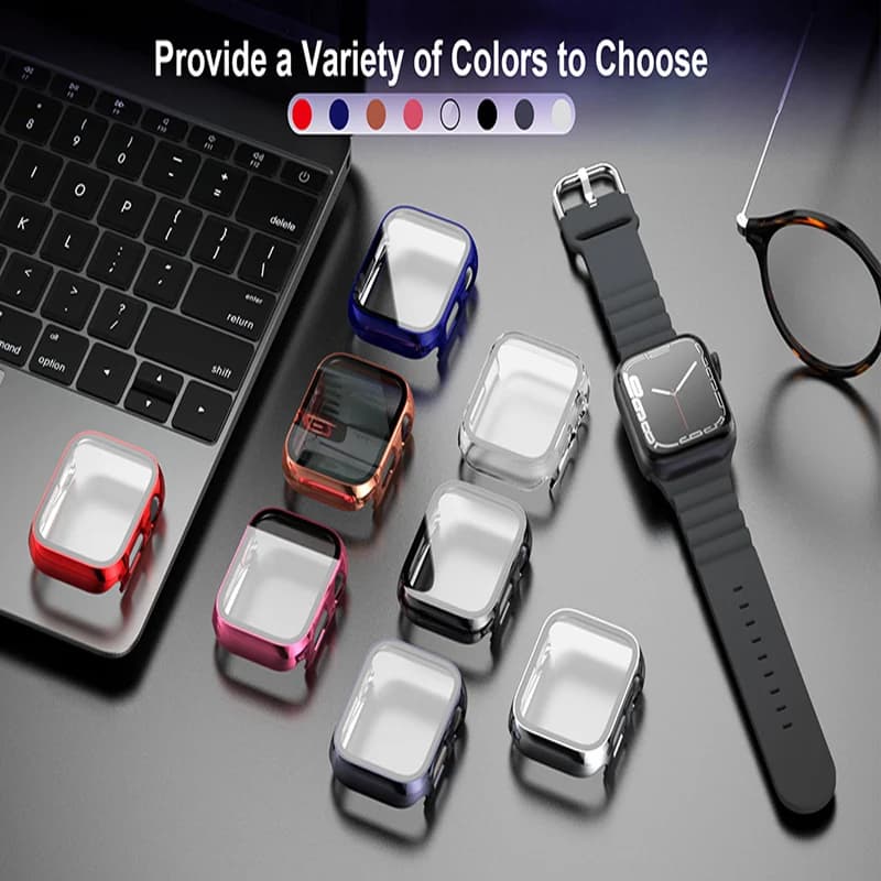 Vetro + cover per Apple Watch Case 45mm 41mm 44mm 40mm 42mm 38mm accessori proteggi schermo placcato iWatch series 6 5 3 se 7 8 9