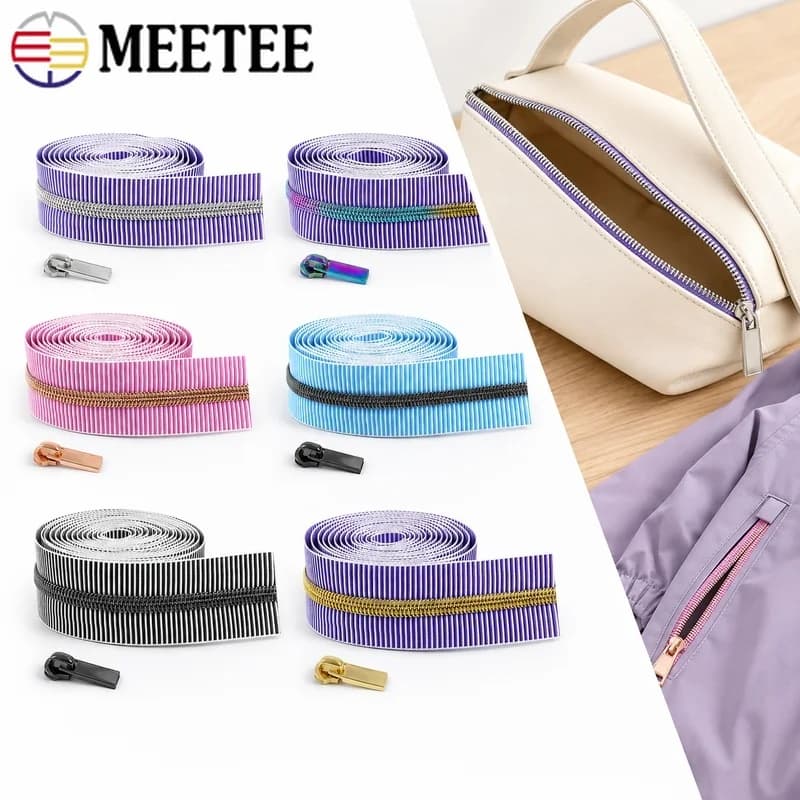 2/5/10/20Pcs 2-20m 5# Nylon Continuous Zipper Tape Bag Opening Pocket Coil Zip Cut To Length Repair DIY Sewing Craft Accessories