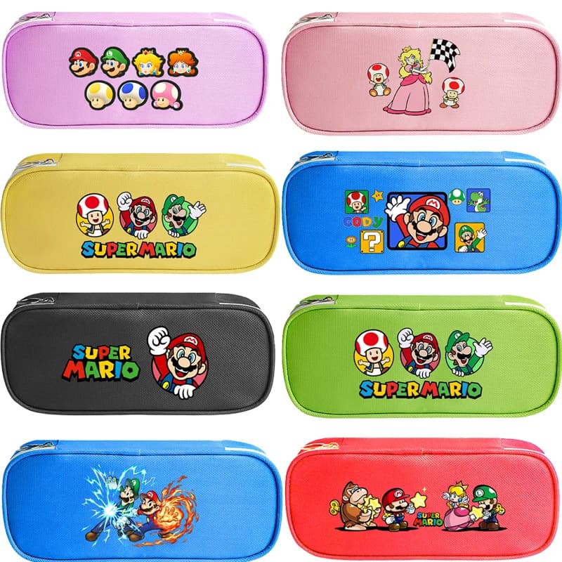 Astucci per matite Super Mario Bros. con stampa di personaggi dei cartoni animati, modello principessa Peach e Luigi, articoli di cancelleria kawaii, regalo per il ritorno a scuola.