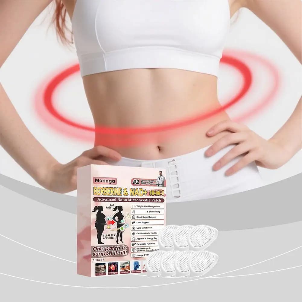 Adesivo Naturale Delicato con Nano Microaghi 10 in 1, Formula con Berberina e NAD Plus per Rassodamento del Corpo, Controllo del Peso e Cura del Corpo
