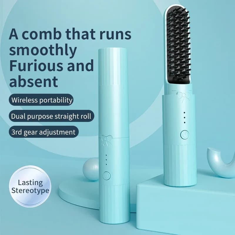Pettine Lisciante per Capelli con Ricarica Wireless | Piastra per Capelli Portatile USB ad Alta Efficienza, Crea Facilmente Capelli Lisci