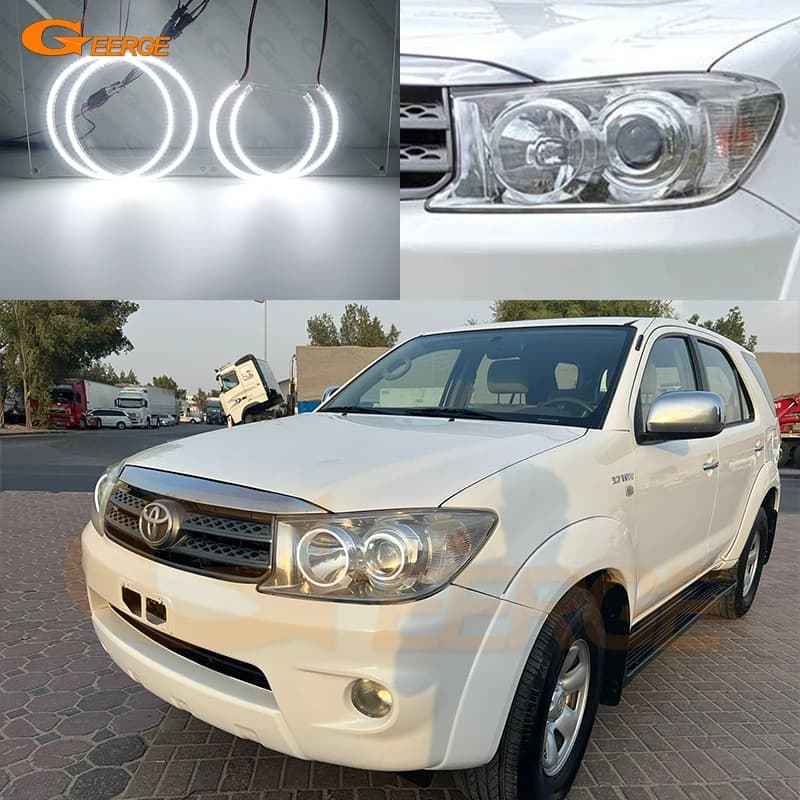 Per Toyota FORTUNER 2008 2009 2010 Eccellente Luce diurna Ultra Luminoso SMD LED Angel Eyes Kit Halo Anelli