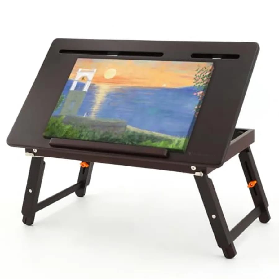 Tavolo da Disegno Pieghevole con Altezza e Angolazione Regolabili, Cavalletto con Supporti per Tablet e Telefono per Dipingere