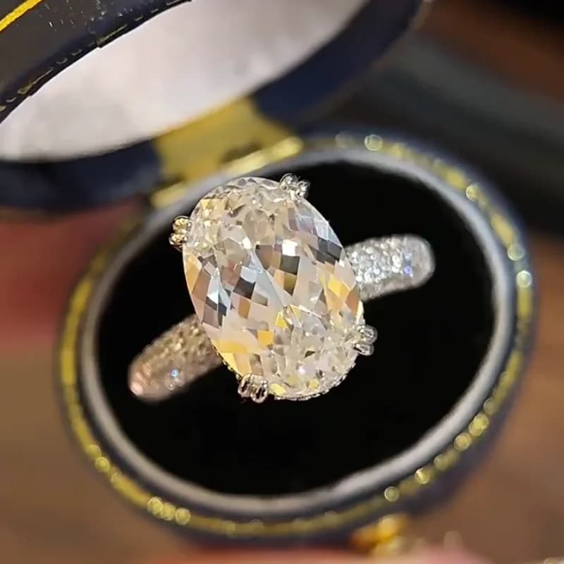 Anelli CEICI 6CT 9X13MM 5A con zirconi per donna, in argento S925 placcato oro 18K, con diamante da laboratorio a forma di fiore, fede nuziale, gioielli raffinati