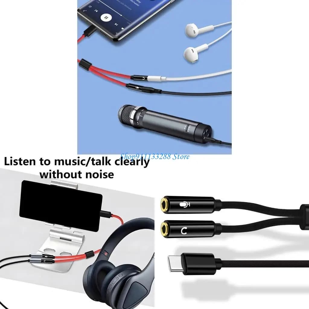 G88D USB C Earphone Cavo Tipo C Maschio a 2 3,5 mm Adattanti per cuffie femminili Y Cavo microfoni a cuffia