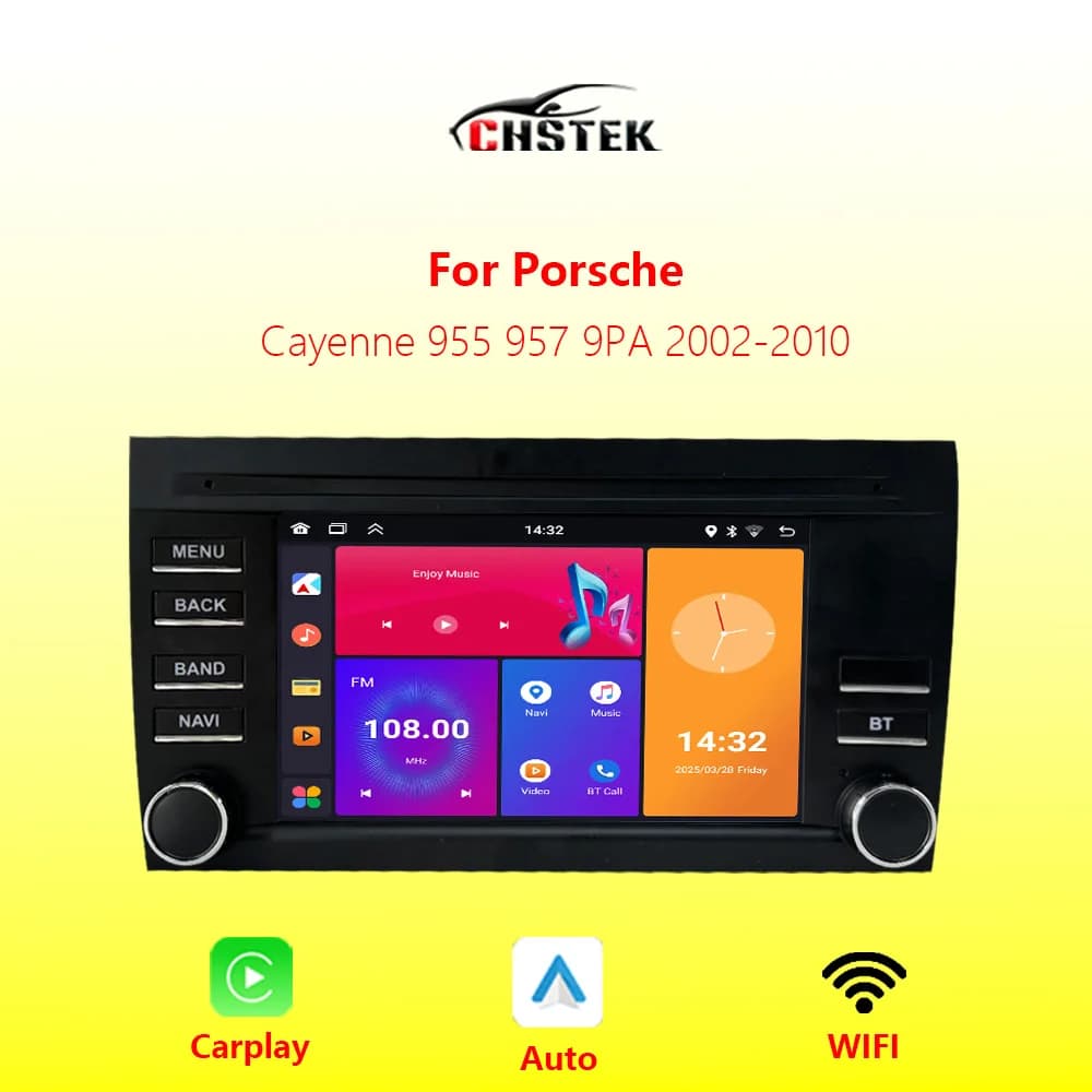 Autoradio Stereo Carplay Per Porsche Cayenne 9PA 955 957 2002-2010 Android Auto Navigator Bluetooth WIFI Multimedia Audio CHSTEK