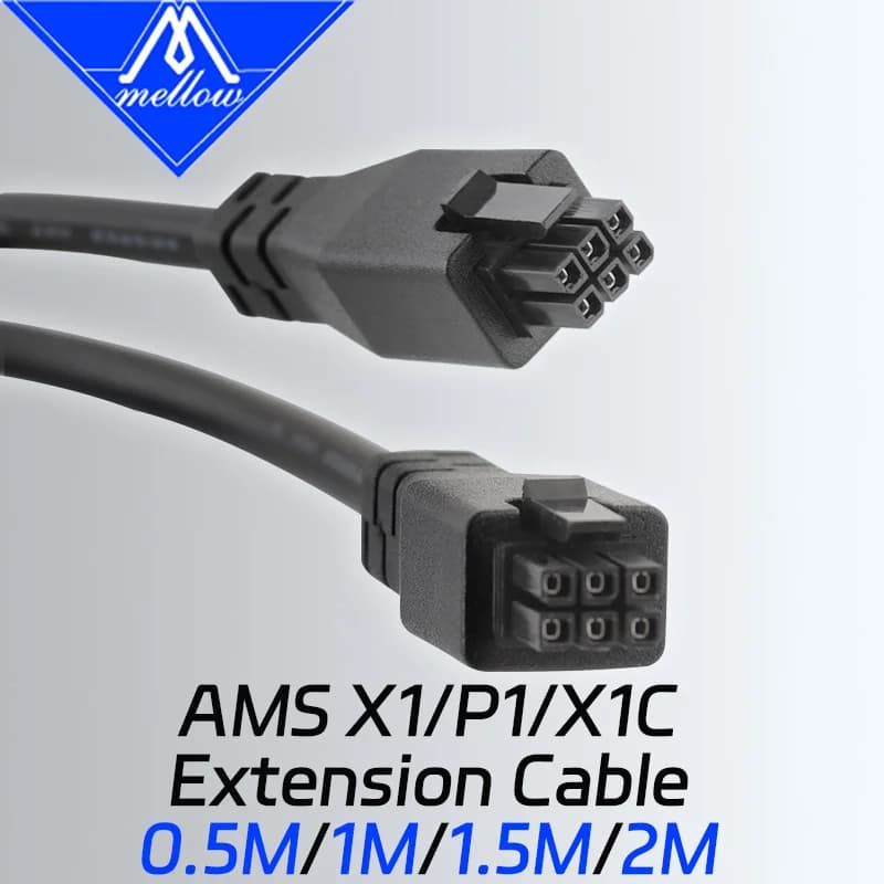 Mellow Premium 6 pin extension cable for 3D printers Bambu Lab AMS X1 X1C P1P P1S AMS 0.5/1/1.5/2 meters with magnetic ring