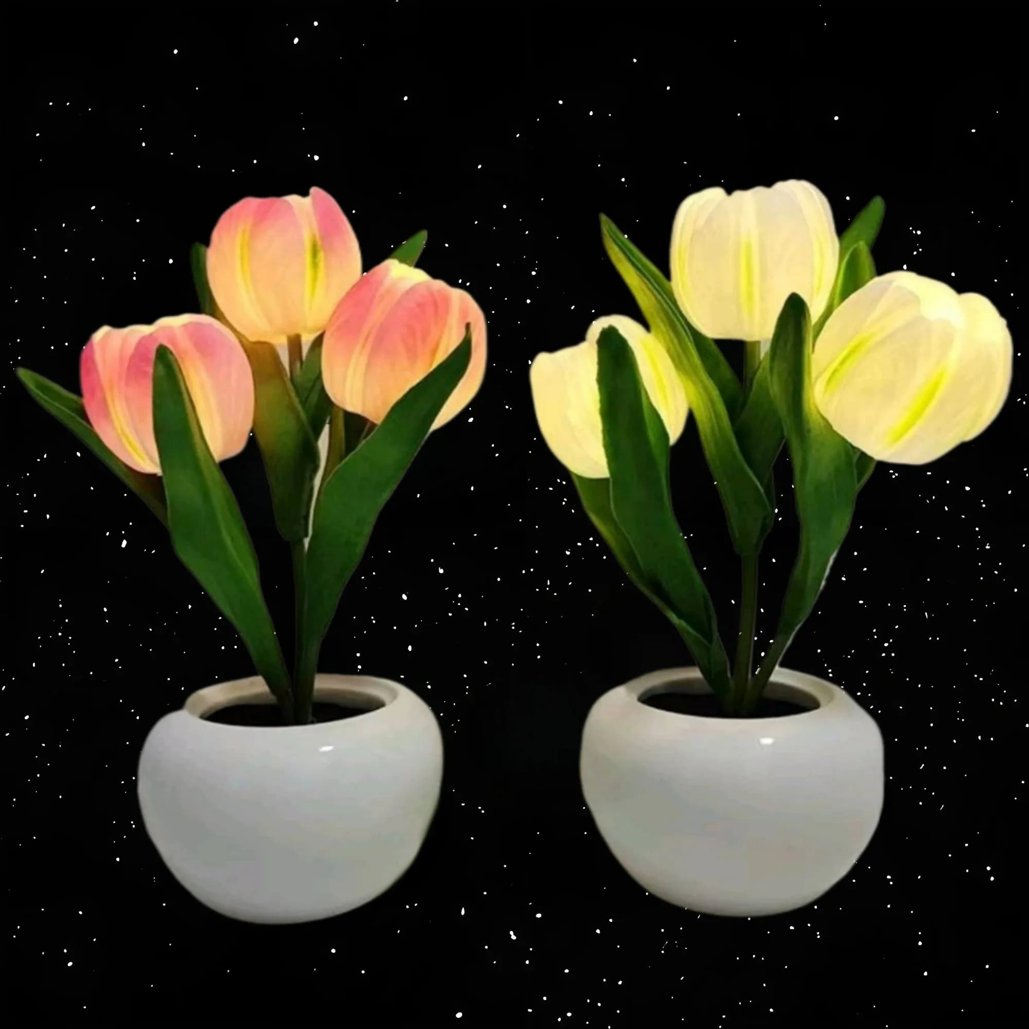 Lampada LED a Forma di Tulipano con Dimmer Touch e Pulsante, Luce d'Atmosfera Decorativa da Tavolo, Regalo per Fidanzata