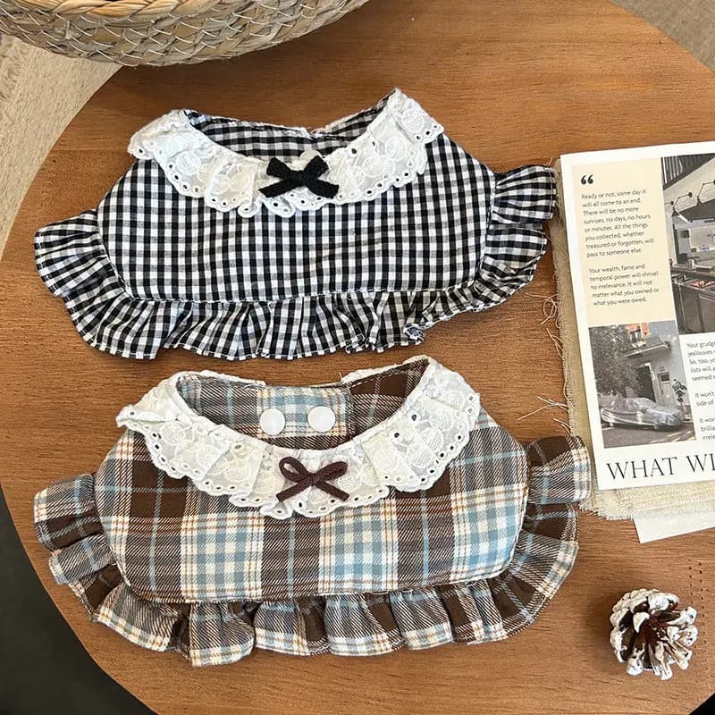 Retro Black White Brown Grid Puppy Dog Cats Bibs Neckerchief Chihuahua Cute Collars for Small Medium Dog Pet Jewelry Accessory