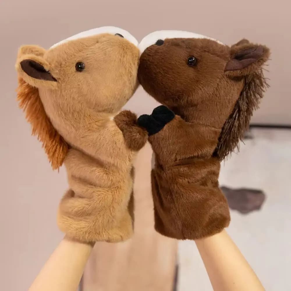 Storytelling Animal Horse Hand Puppet Simulation Early Education Hand Finger Story Puppet 25cm Soft Stuffed Horse Interactive