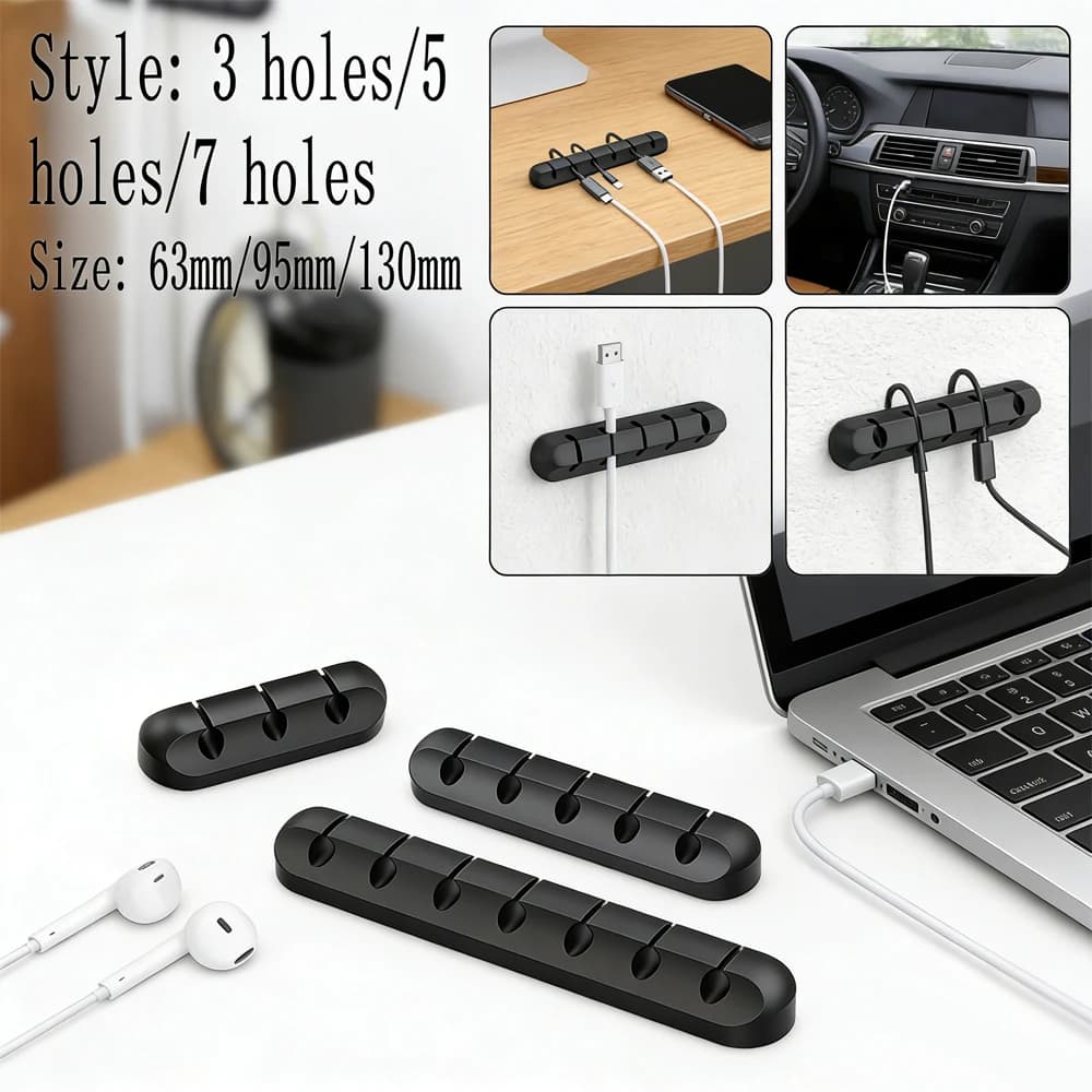 Organizzatore di cavi per scrivania e comodino da 2-6 pezzi, clip autoadesive per cavi USB, gestione cavi mouse, nessuna perforazione, installazione facile
