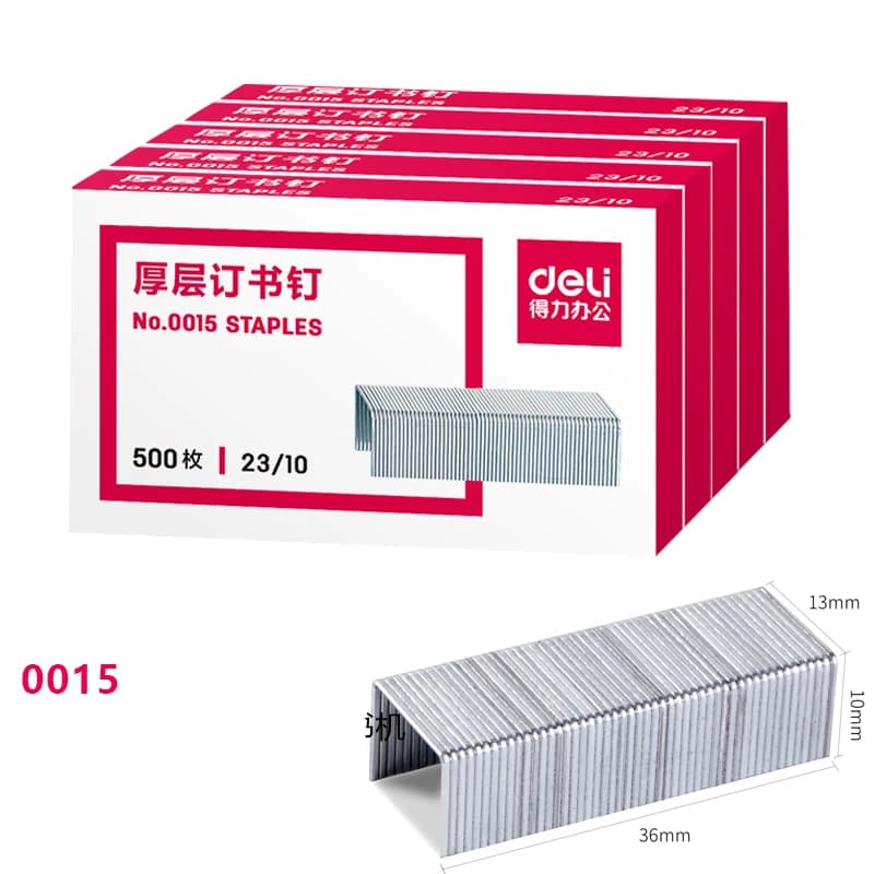 5 scatole/set 500 pz/scatola NO.0015 Graffette per carichi pesanti 23/10 2500 pz Argento Metallo Prenotazione Graffette per rilegatura Materiale scolastico per ufficio