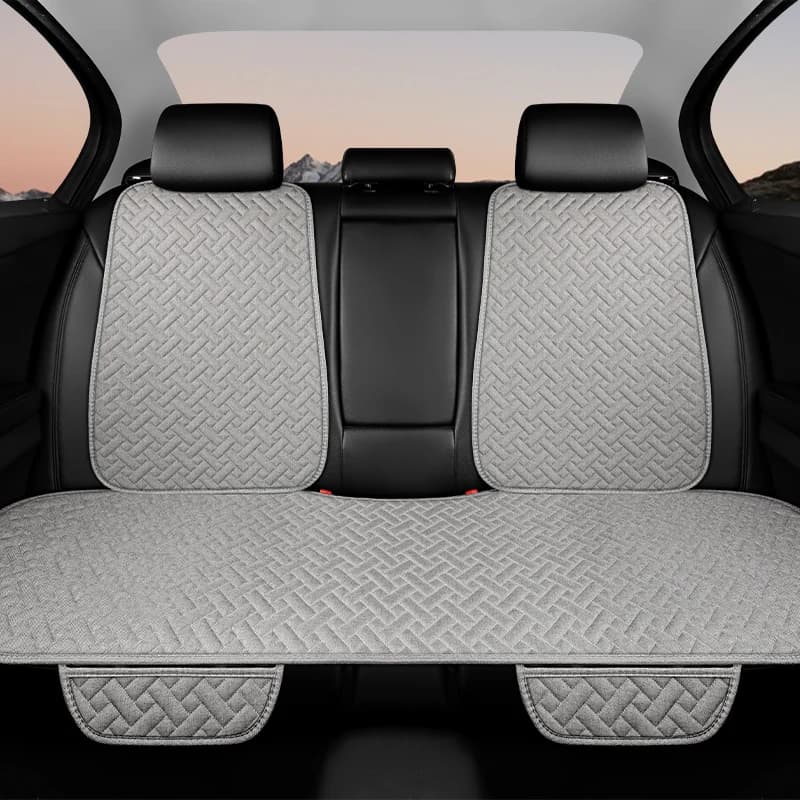 Nuovo coprisedile traspirante con tappetino piatto universale Four Seasons con cuscino in lino per auto, antiscivolo e confortevole in estate