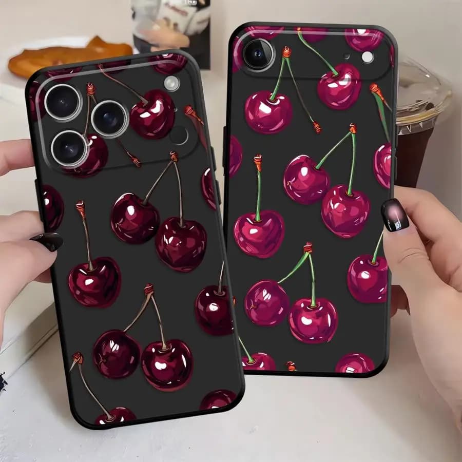 Cover per Apple iPhone 17 Pro Max 14 11 12 15 Pro 7 8 Air 16 13 XR XS MAX Custodia Telefono Motivo Frutta Ciliegia