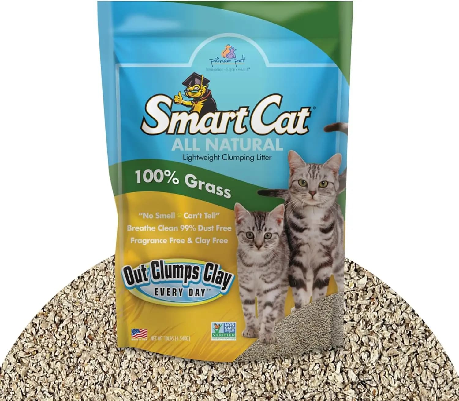 Lettiera Agglomerante Naturale per Gatti, 4,5 kg - Con Semi di Erba, Senza Polvere, Inodore, Alternativa Leggera alla Sabbia