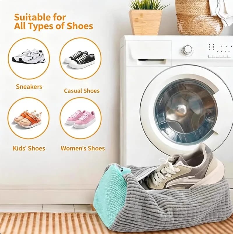 New Chenille Shoe Washing Bag, Reusable Laundry Shoe Protector for Sneakers, Washing Machine Shoe Care Cleaner Bag