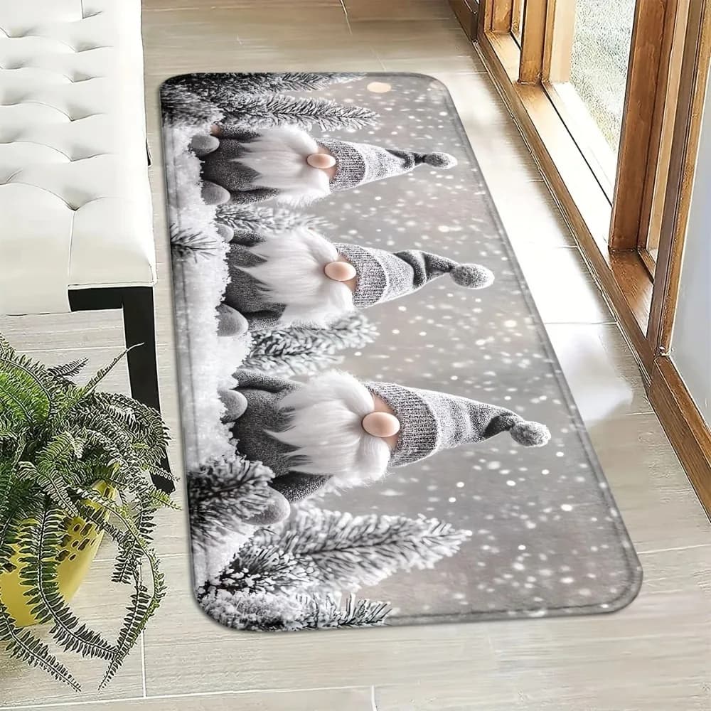 Tappeto natalizio Scena di neve Zerbino morbido Zerbino di benvenuto Tappetino per panca per scarpe Tappeto per corridoio Tappeto per camera da letto Tappeto per esterni Decorazioni natalizie