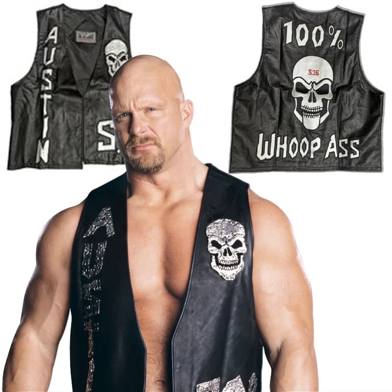WWF WHOOP ASS 100% SOB Stone Cold Steve Austin 316 Smoking Skull Vest Attitude Era New Vintage Merchandise Collectible