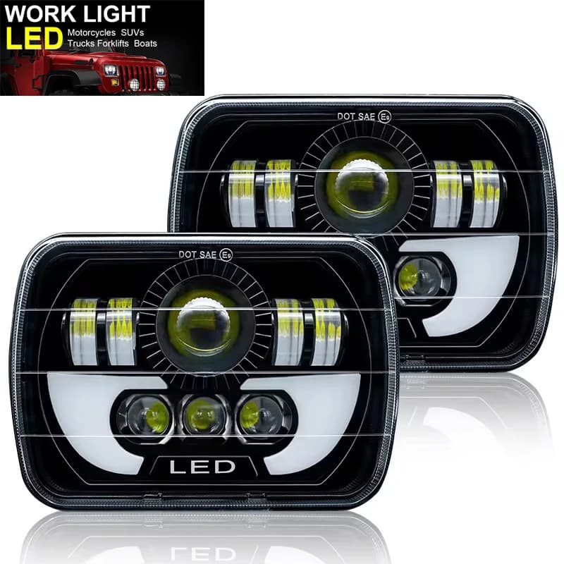 7 pollici H4 Led Light per Jeep Wrangler Toyota Nissan Ford off road Square Headlight Assembly indicatori di direzione DRL 7x6 5 x7 "Hi-Low Beam